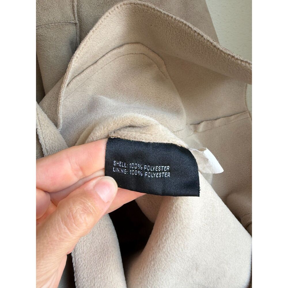 BAGATELLE Vintage 90s Tan Beige Faux Suede Button Front Jacket Coat Womens Small - Picture 5 of 5